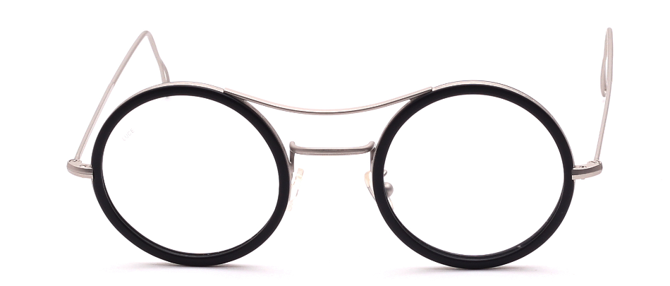 Round metalframe Silver with black cellrim Retro Style made in italy 