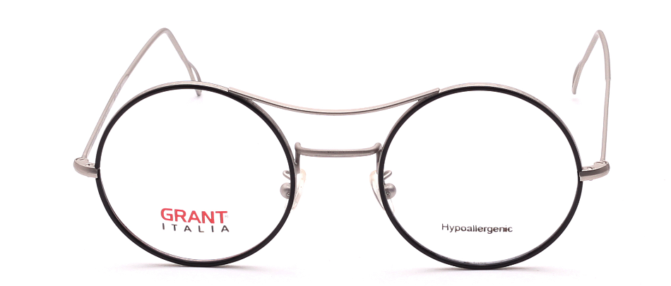 Round metalframe Silver with black cellrim Retro Style made in italy 